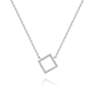 Calleija Pendants & Necklaces*18ct White Gold Diamond Set Square Shaped Pendant