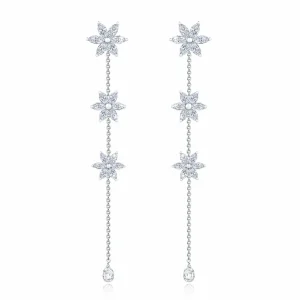 Calleija Earrings*18ct White Gold Floral Drop Earrings with Briolette Diamonds