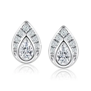 Calleija Earrings*18ct White Gold Green Quartz and Diamond Drop Detachable Earrings