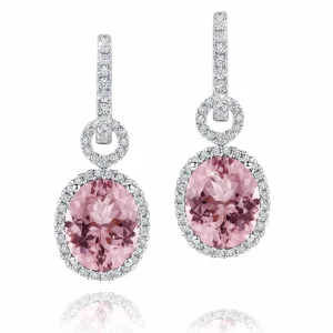 Calleija Earrings*18ct White Gold Oval Zircon & Diamond Set Detachable Earrings.
