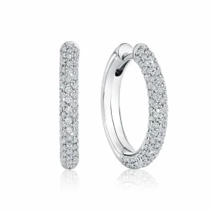 Calleija Earrings*18ct White Gold Pave Set Diamond Round Huggie Earrings