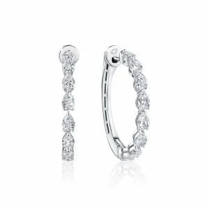 Calleija Earrings*18ct White Gold Pear Shape Diamond Set Huggie Earrings