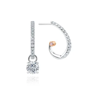 Calleija Earrings*18ct White Gold Round Brilliant Cut Detachable White & Pink Diamond Earrings