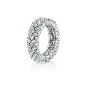 Calleija Rings*18ct White Gold Three row Diamond set elastic ring featuring diamonds totalling 3.48ct