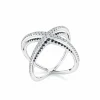 Calleija Rings*18ct White Gold White and Black Diamond Set Cross Over Dress Ring