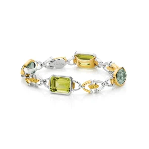 Calleija Bracelets*Elegante 18ct White and Yellow Gold Lemon and Green Quartz and White Diamond Bracelet