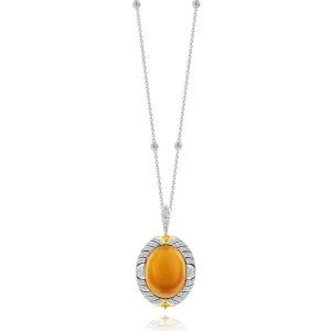 Calleija Pendants & Necklaces*Ophira 18ct White and Yellow Gold 26.35ct Oval Cabochon Yellow Beryl Pendant with White and Yellow Diamonds (Pendant Only)
