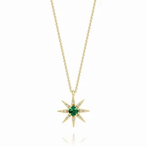 Calleija Pendants & Necklaces*Sitara Green 18ct Yellow Gold Emerald and Diamond Star Pendant (Chain included)