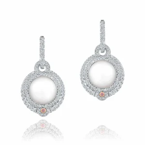 Calleija Earrings*Vasanti 18ct White Gold Australian South Sea Pearls with Pink and White Diamond Set Detachable Earrings