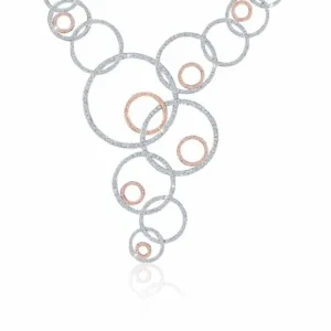 Calleija Pendants & Necklaces*Vian 18ct White and Rose Gold Concentric Circle Australian Argyle Pink Diamonds™ with White Diamonds Necklace