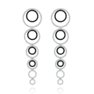 Calleija Earrings*Vian 18ct White Gold Detachable Black and White Diamond Circle Drop Earrings