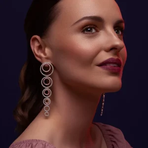 Calleija Earrings*Vian Detachable Argyle Pink and White Diamond Circle Drop Earrings
