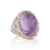Calleija Rings*‘Violaine’ Oval Cabochon Cuprian Tourmaline, Purple Sapphires & Diamond Ring