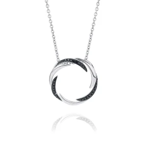 Calleija Pendants & Necklaces*Vortex 18ct White Gold Open Swirl Black Diamond Set Pendant (Chain Inc.)