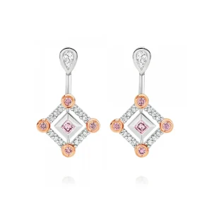 Calleija Earrings*White and Australian Argyle Pink Diamond™ Drop Earrings