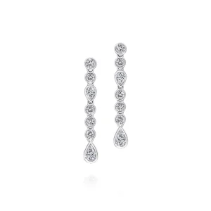 Calleija Earrings*White Gold Bezel Set White Diamond Drop Earrings