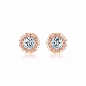 Calleija Earrings*Xaria 18ct White & Rose Gold Diamond Studs with an Australian Argyle Pink Diamond™ Halo