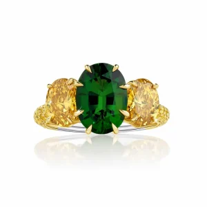 Calleija Rings*Yesenia 18ct Yellow Gold & Platinum Chrome Tourmaline & Yellow Diamond Ring