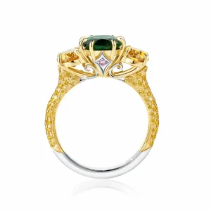 Calleija Rings*Yesenia 18ct Yellow Gold & Platinum Chrome Tourmaline & Yellow Diamond Ring