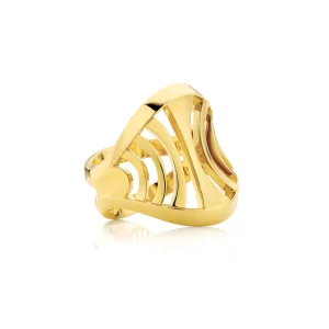 Calleija Rings*Zara Tindall by Saddle Suite Yellow Gold Ring with Open Curved Bars