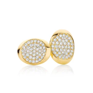 Calleija Earrings*Zara Tindall by Saddle Suite 18ct Yellow Gold and Pave White Diamond Earrings