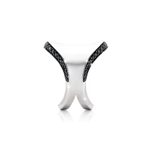 Calleija Rings*Zara Tindall by Saddle Suite 18ct White Gold Mini Black Diamond Edge Set Ring